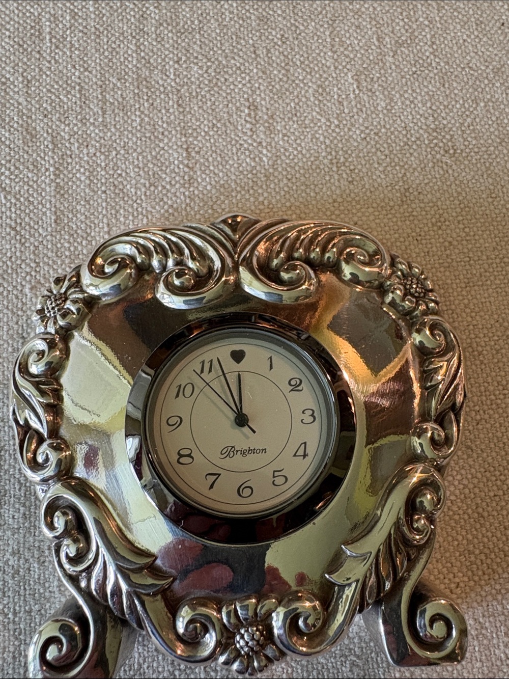 Brighton Silver Heart Decorative Clock with Filigree Accents - Picture 3 of 4